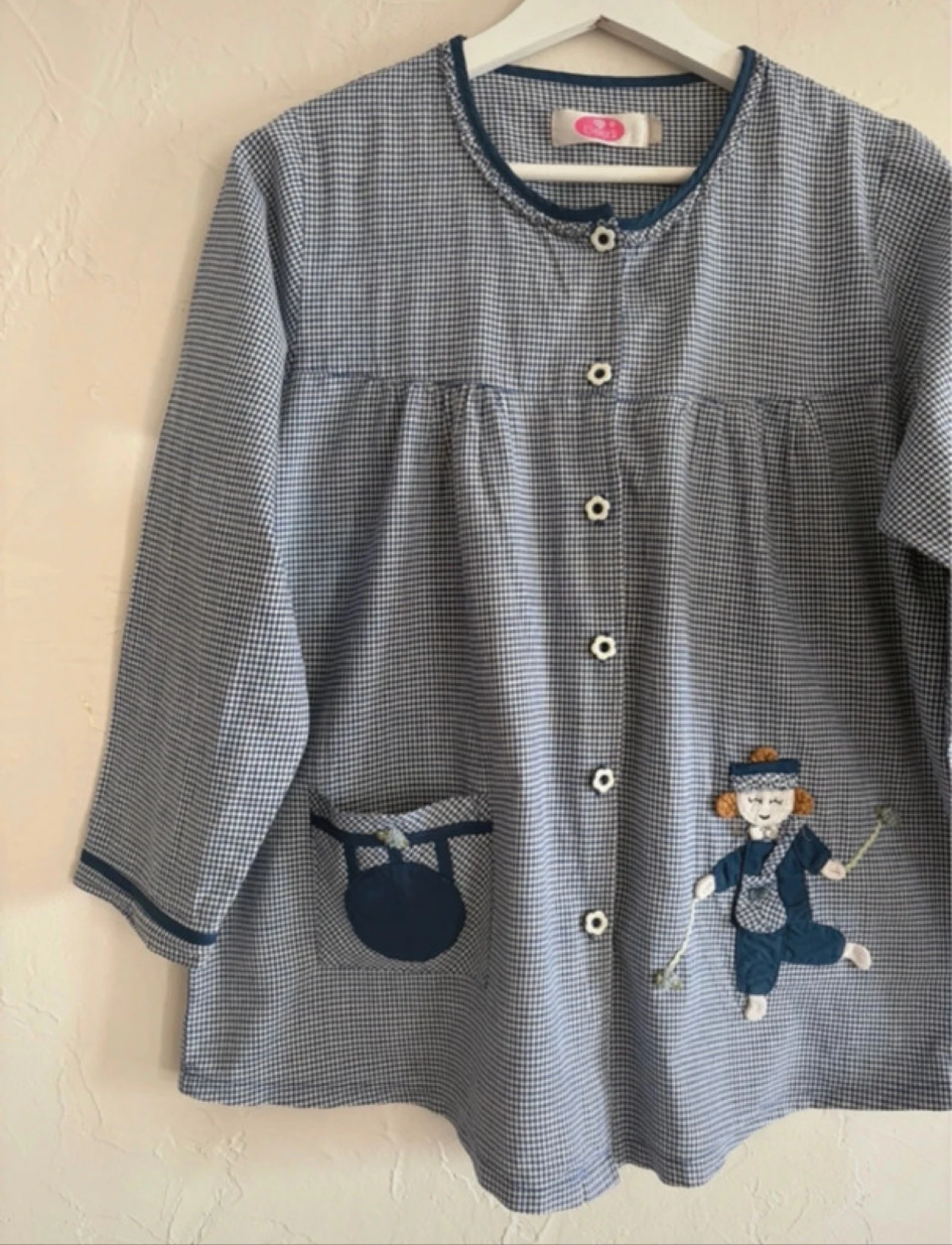 Vintage geruite blouse met borduursel maat 34 – photo 2